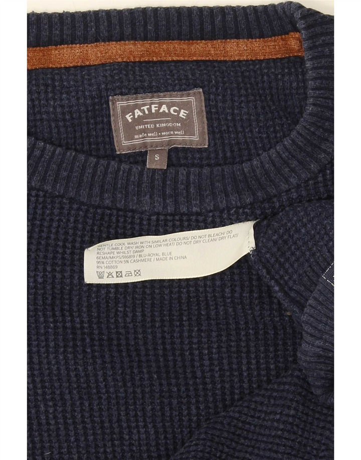 Suéter masculino Fat Face com gola redonda, pequeno algodão azul marinho