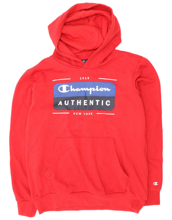 Jumper com capuz gráfico Champion Boys 13-14 anos XL algodão vermelho