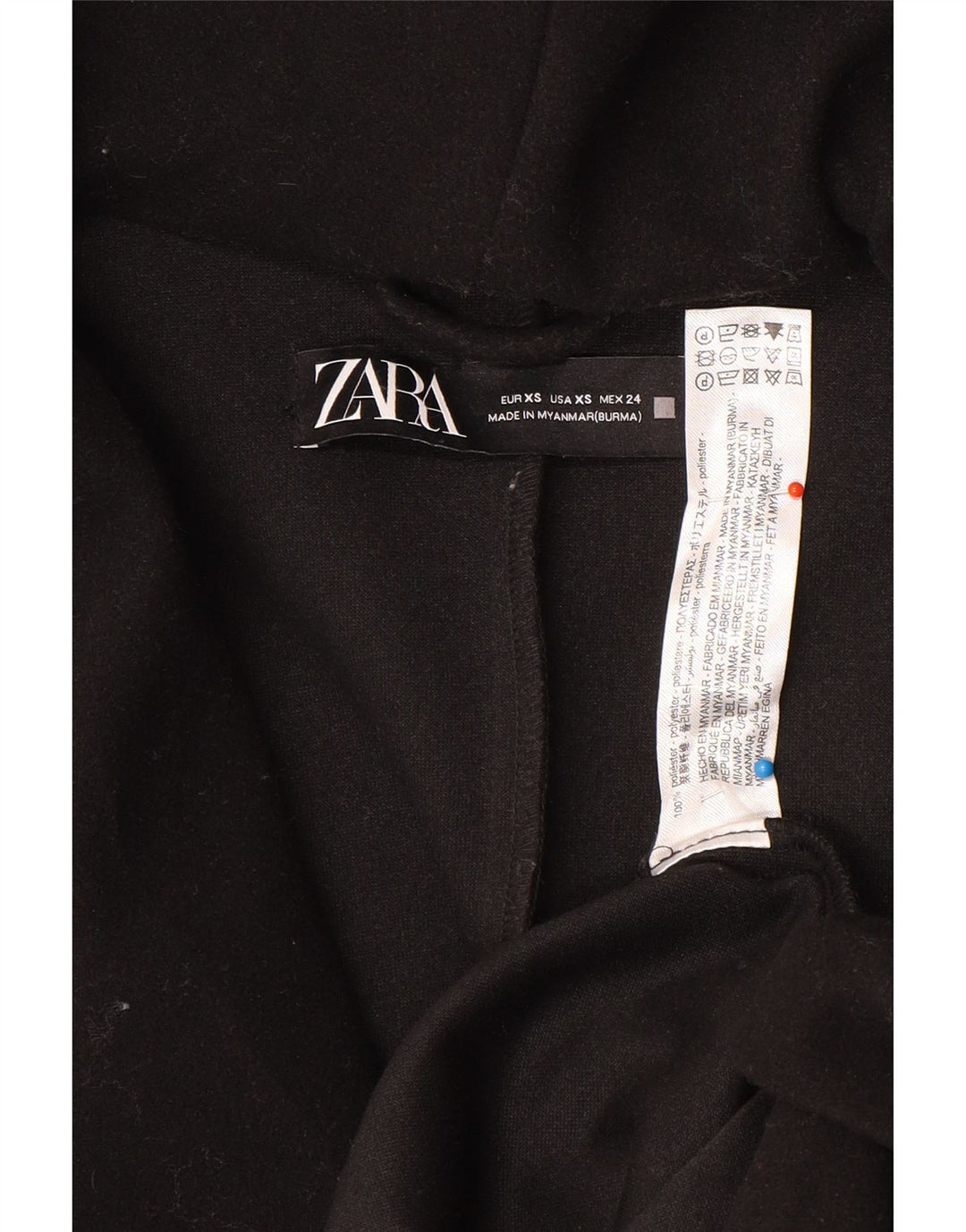 Sobretudo oversized com capuz feminino Zara UK 6 XS preto poliéster