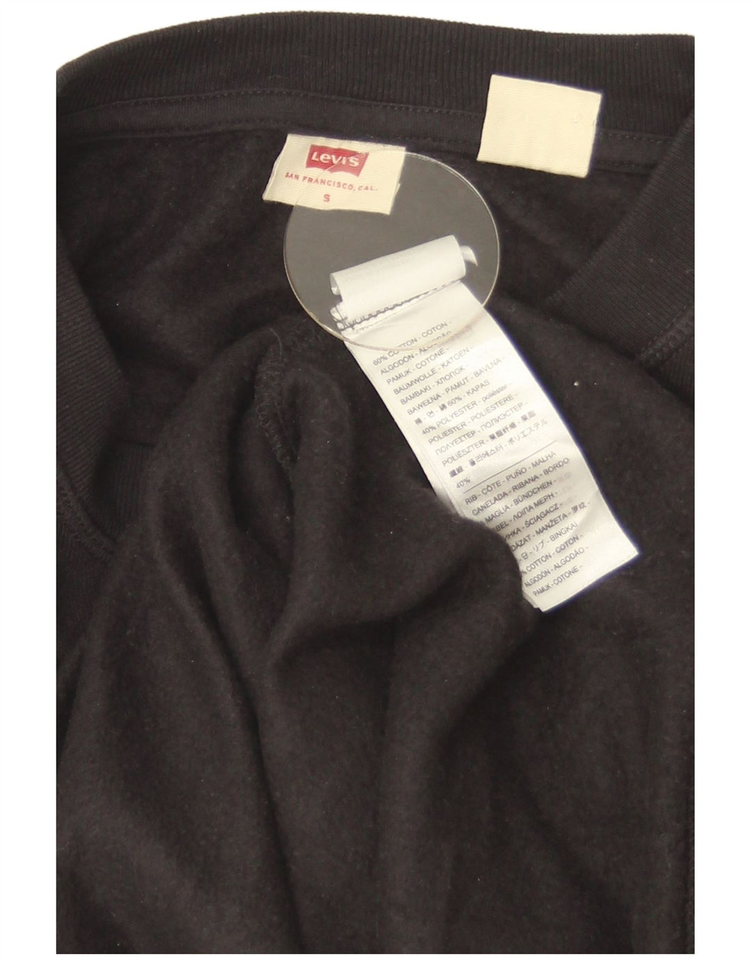 Suéter oversized feminino Levi's UK 10 pequeno algodão preto
