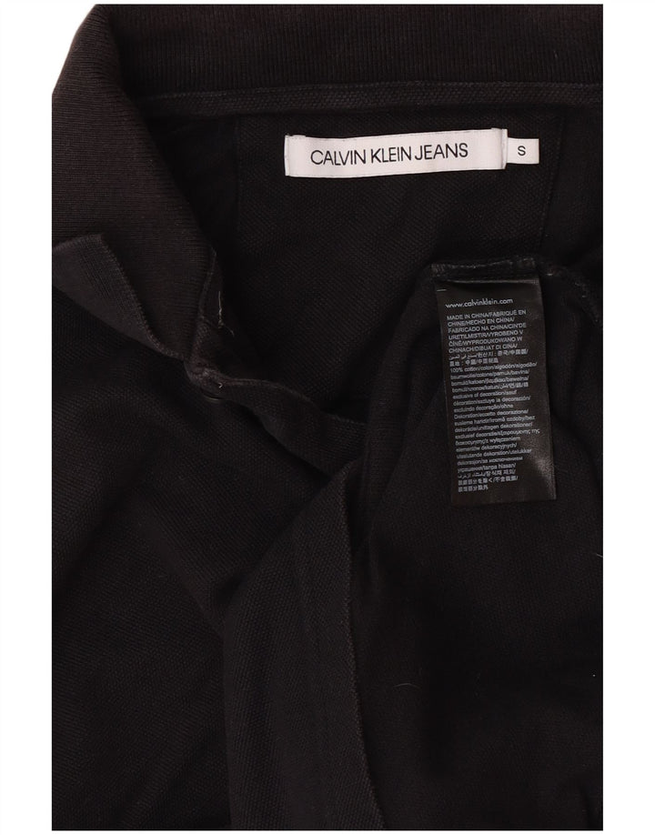 Camisa polo masculina Calvin Klein Jeans pequena de algodão preto