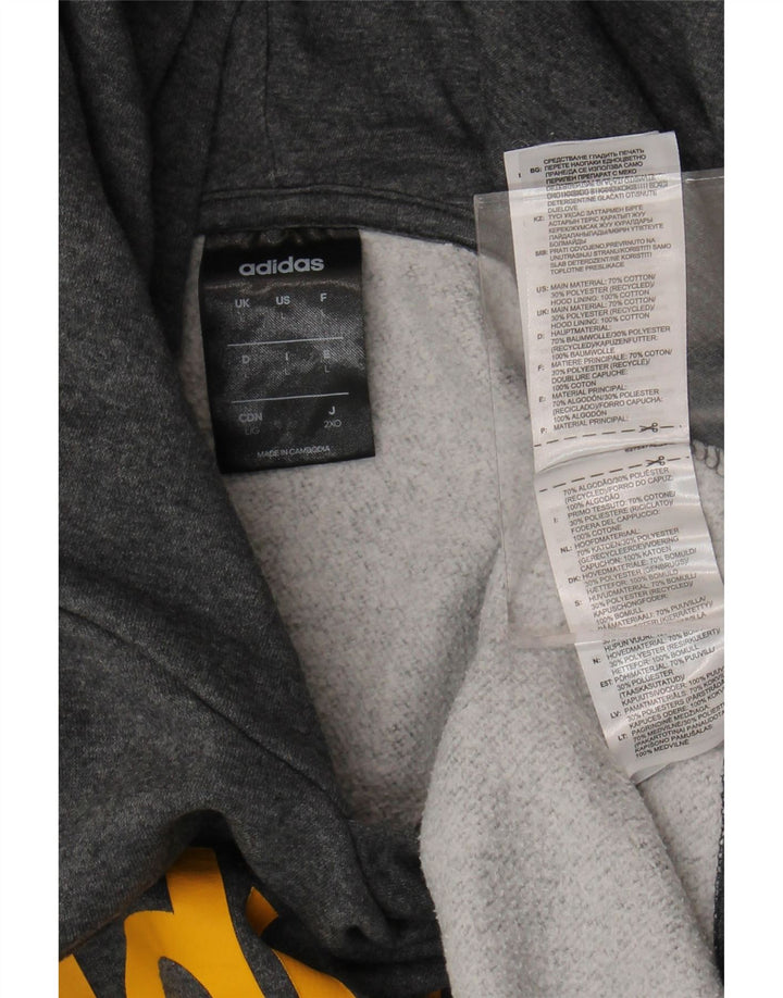 Adidas masculino gráfico moletom com capuz grande algodão cinza