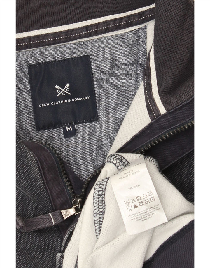 Suéter masculino Crew Clothing com zíper e gola listrada azul marinho médio