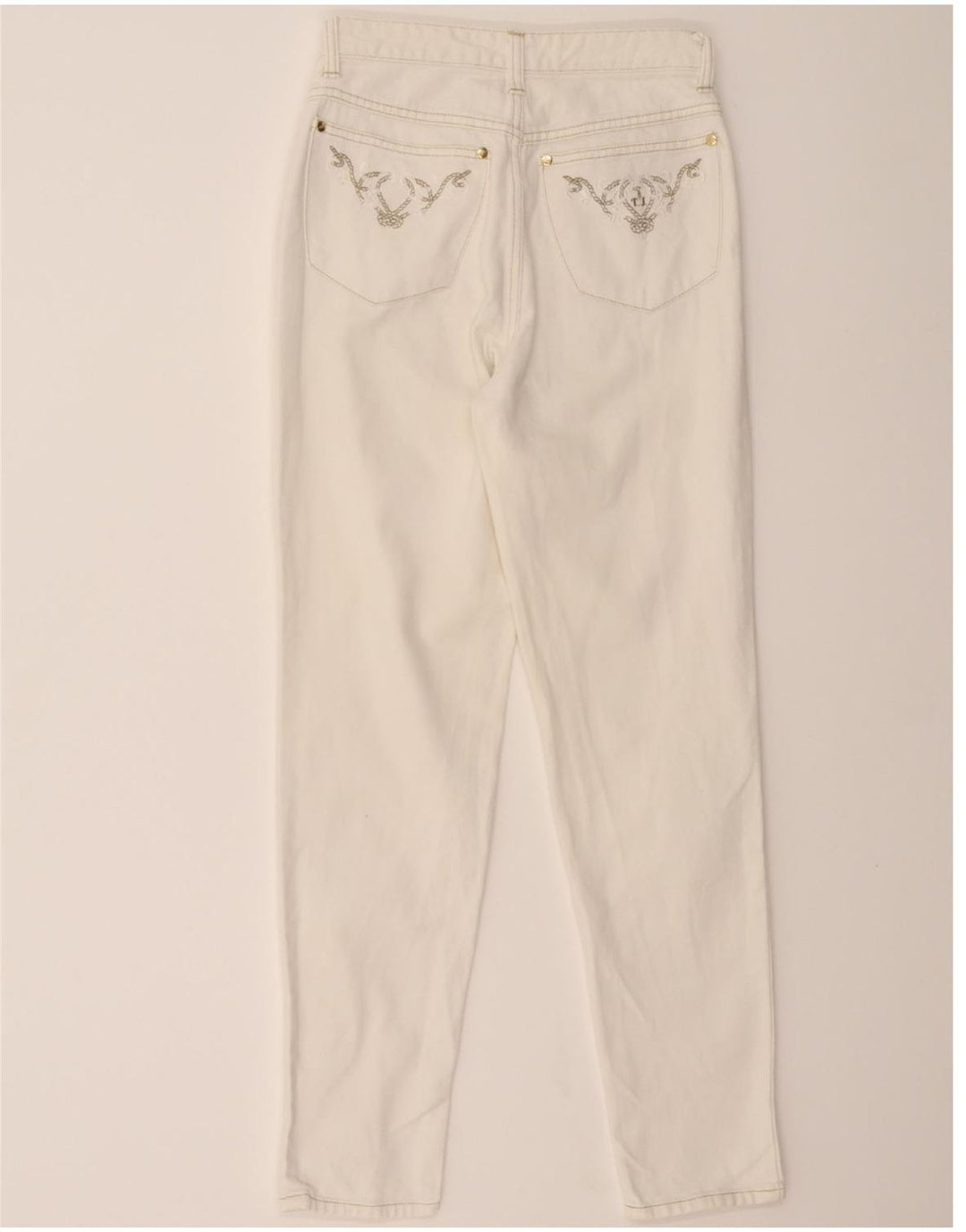 TRUSSARDI Womens Slim Jeans IT 44 Medium W30 L30 White Cotton Vintage Trussardi and Second-Hand Trussardi from Messina Hembry 