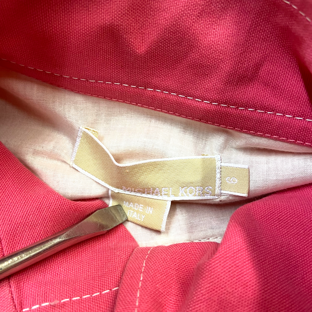 Michael Kors Womens Jacket | Vintage High End Designer Pink Button Up Cotton Vintage Messina Hembry and Second-Hand Messina Hembry from Messina Hembry 