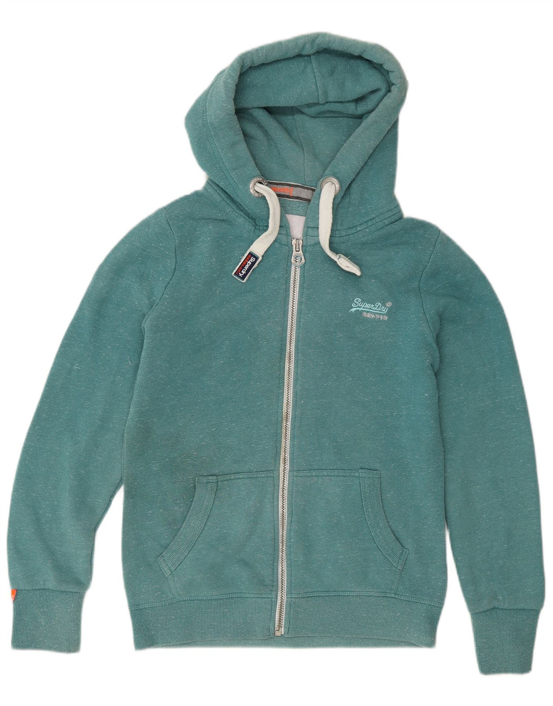 Suéter masculino Superdry com capuz e zíper, algodão manchado verde médio