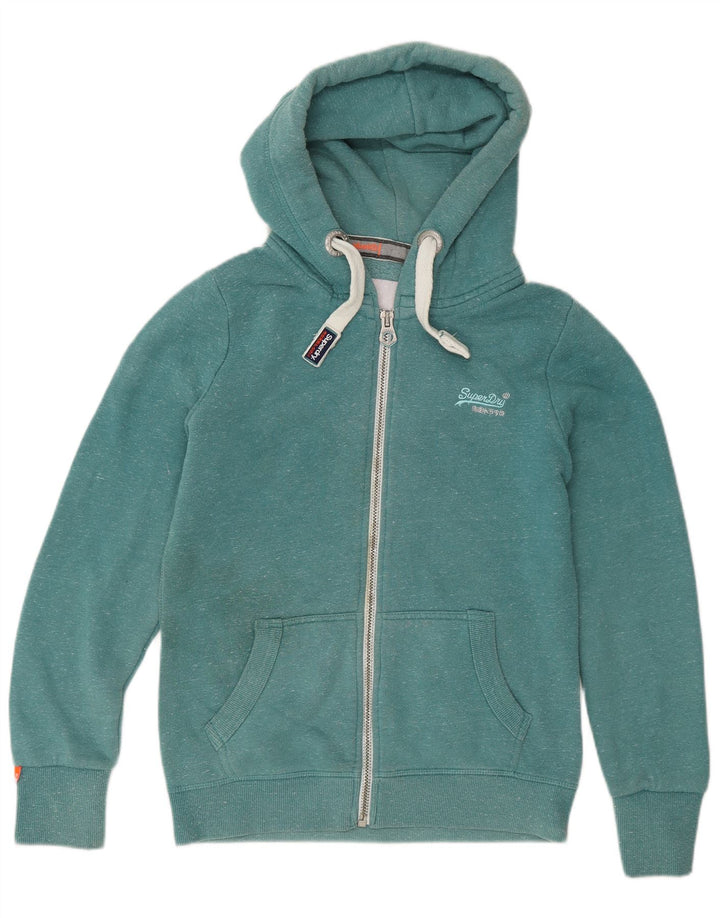 Suéter masculino Superdry com capuz e zíper, algodão manchado verde médio