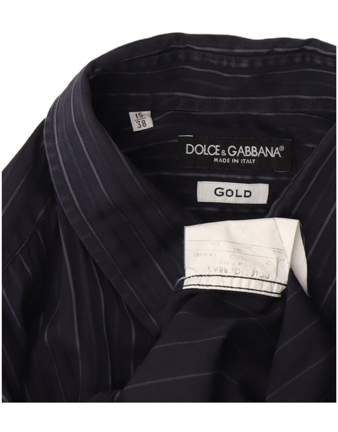 Camisa masculina DOLCE & GABBANA tamanho 15 38 algodão listrado azul marinho médio