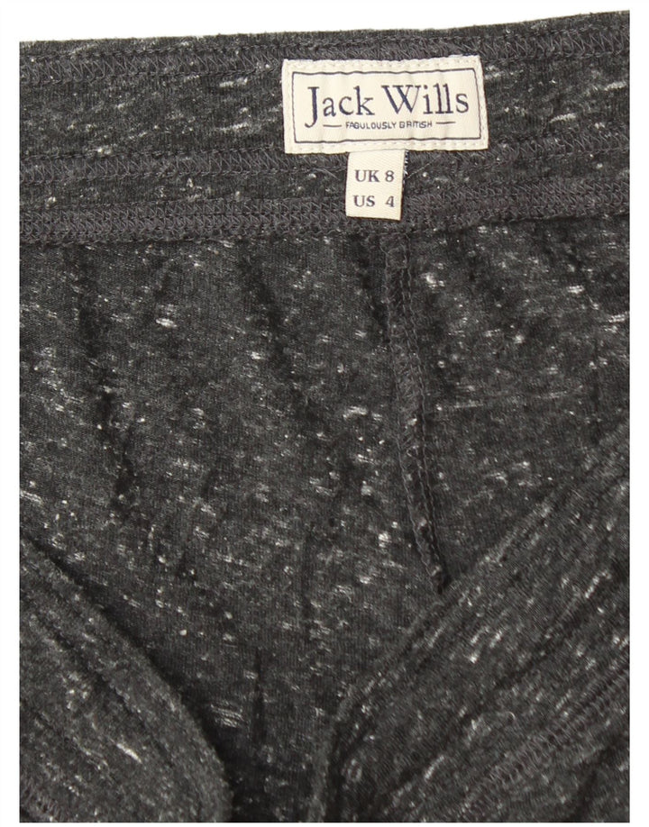 Shorts esportivos femininos Jack Wills Reino Unido 8 poliéster manchado preto pequeno