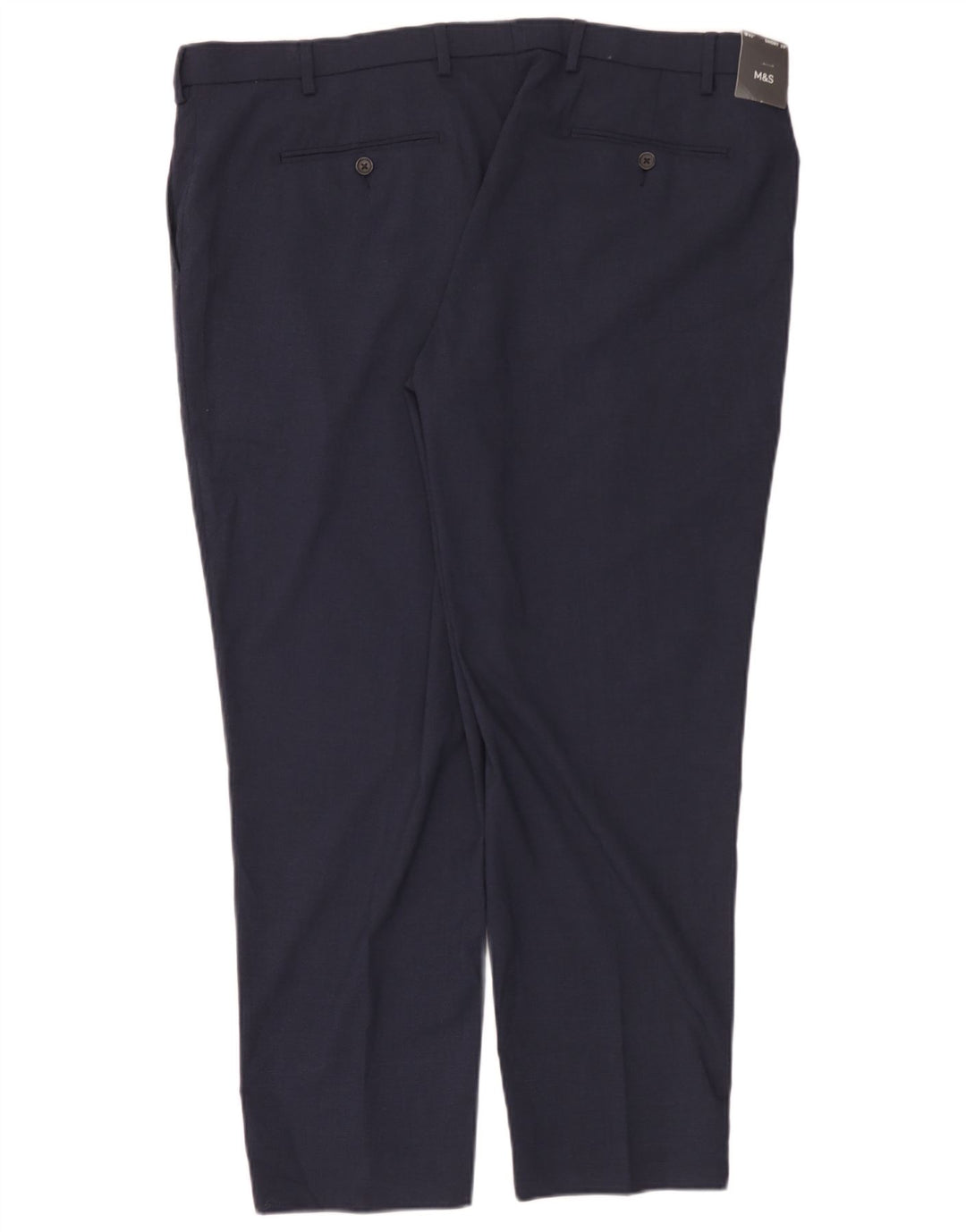 Calça chino masculina Marks & Spencer W42 L29 poliéster azul marinho