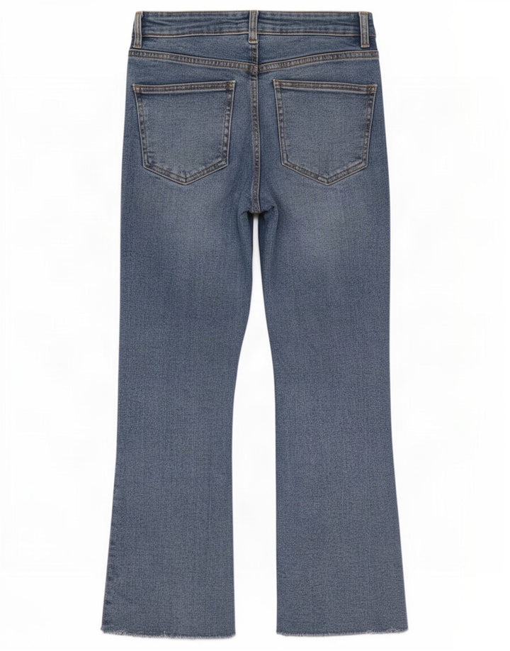 Zara Calça Jeans Feminina Cintura Alta Flared EU 38 Pequeno W28 L26 Azul
