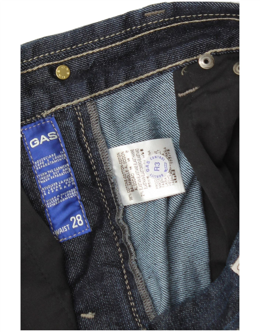 Gas Mens Straight Jeans W28 L33 Azul Marinho Algodão