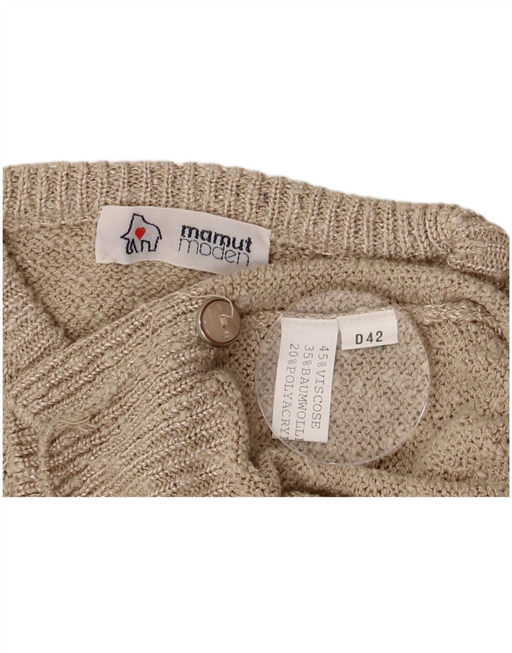 Mamut Moden Suéter feminino com gola redonda e botão UE 42 Viscose bege grande