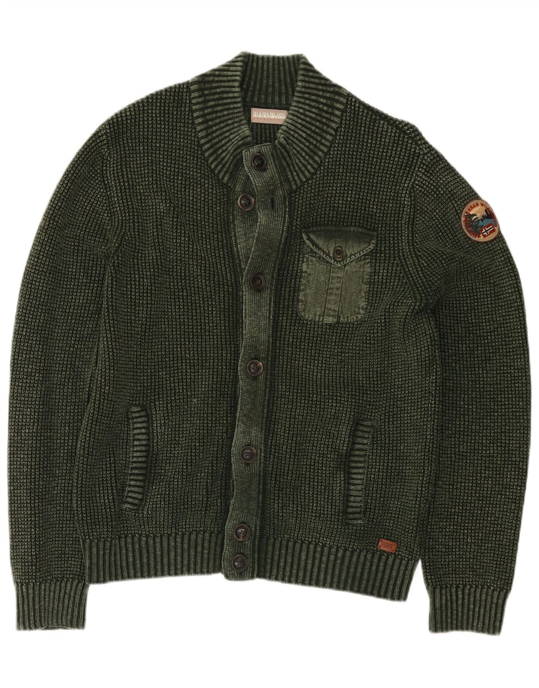 Suéter Napapijri masculino Geographic Cardigan verde médio