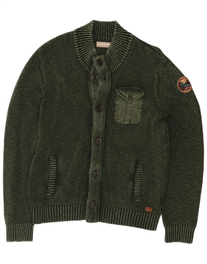 Suéter Napapijri masculino Geographic Cardigan verde médio