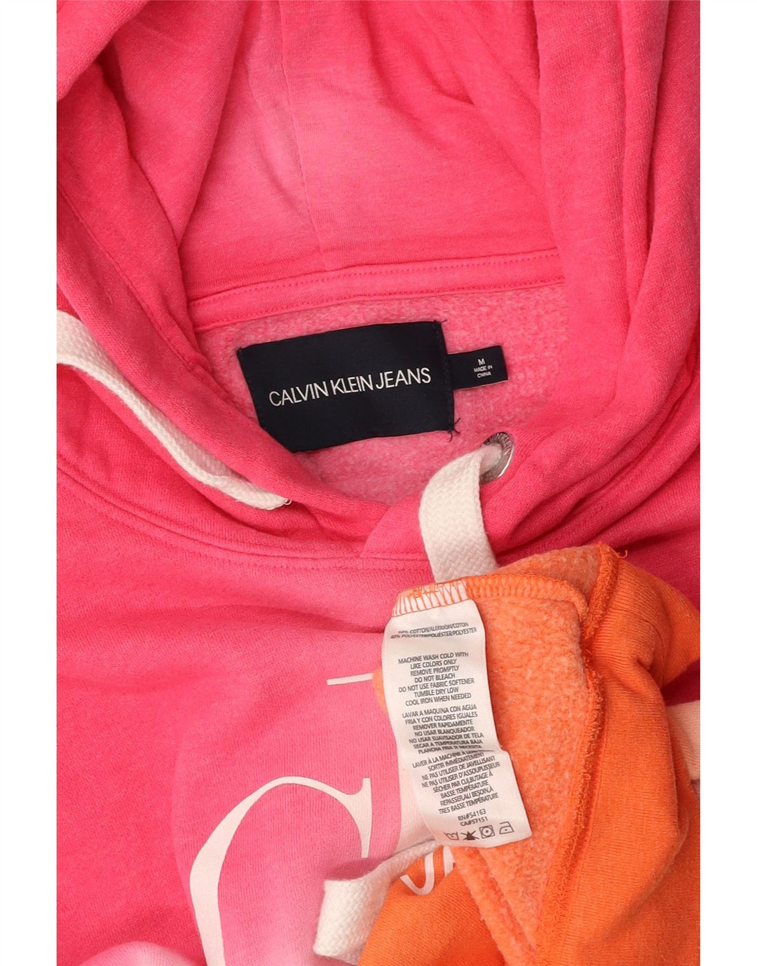 CALVIN KLEIN Suéter com capuz grande feminino UK 14 médio multicolorido