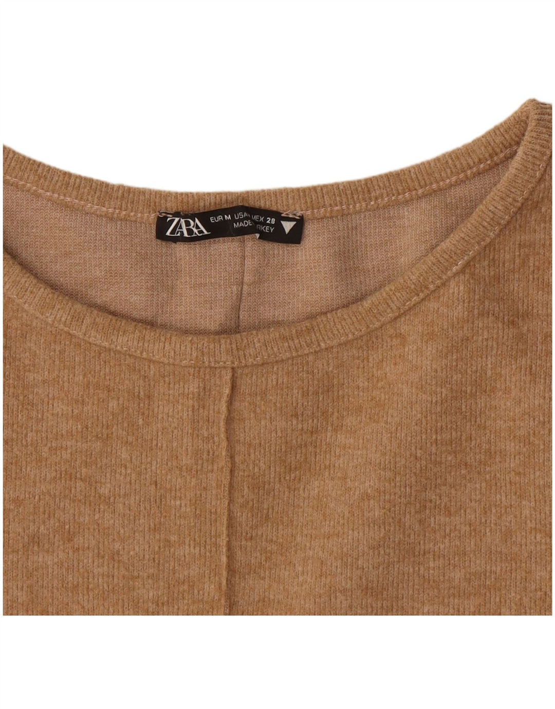 Vestido camiseta feminino Zara Reino Unido 12 médio bege