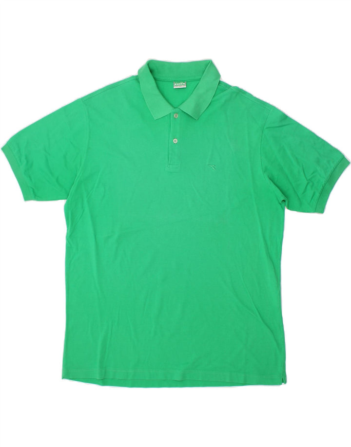 DIADORA Mens Polo Shirt 2XL Green Cotton Vintage Diadora and Second-Hand Diadora from Messina Hembry 