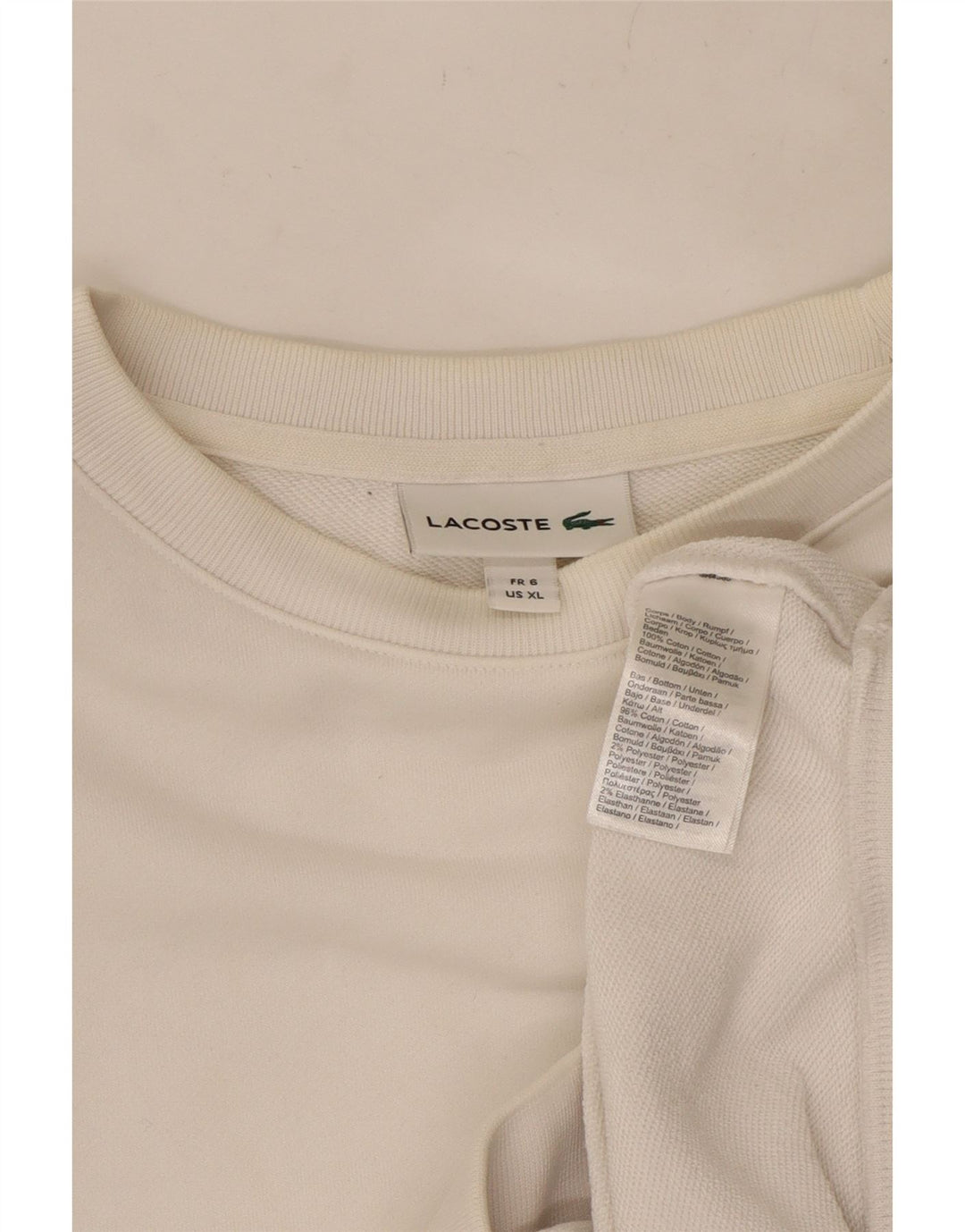 LACOSTE moletom masculino tamanho 6 XL algodão branco