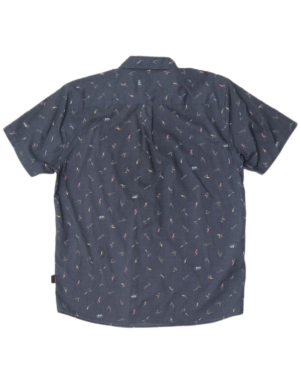 Camisa masculina de manga curta PATAGONIA grande algodão manchado azul