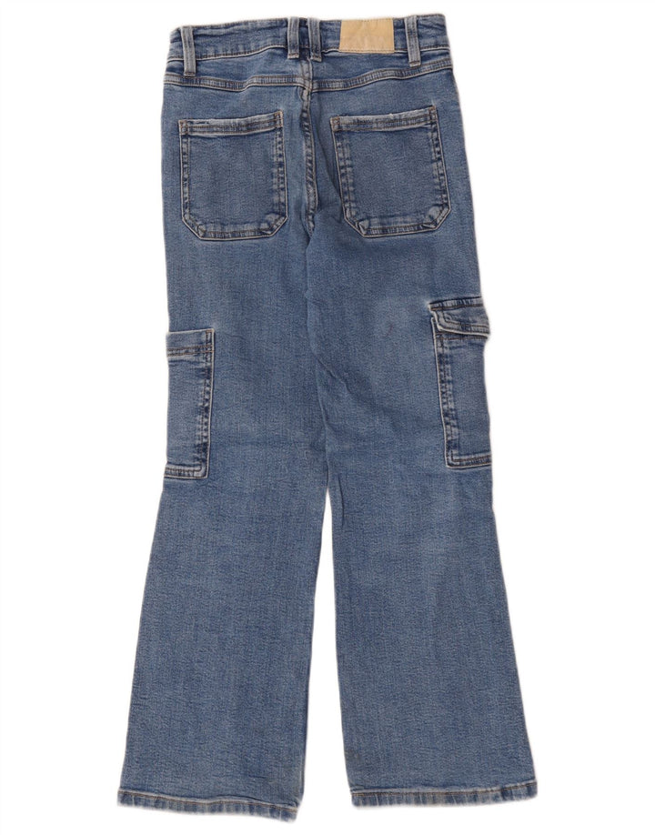 Zara Girls Cargo Bootcut Jeans 9-10 anos W26 L25 Azul
