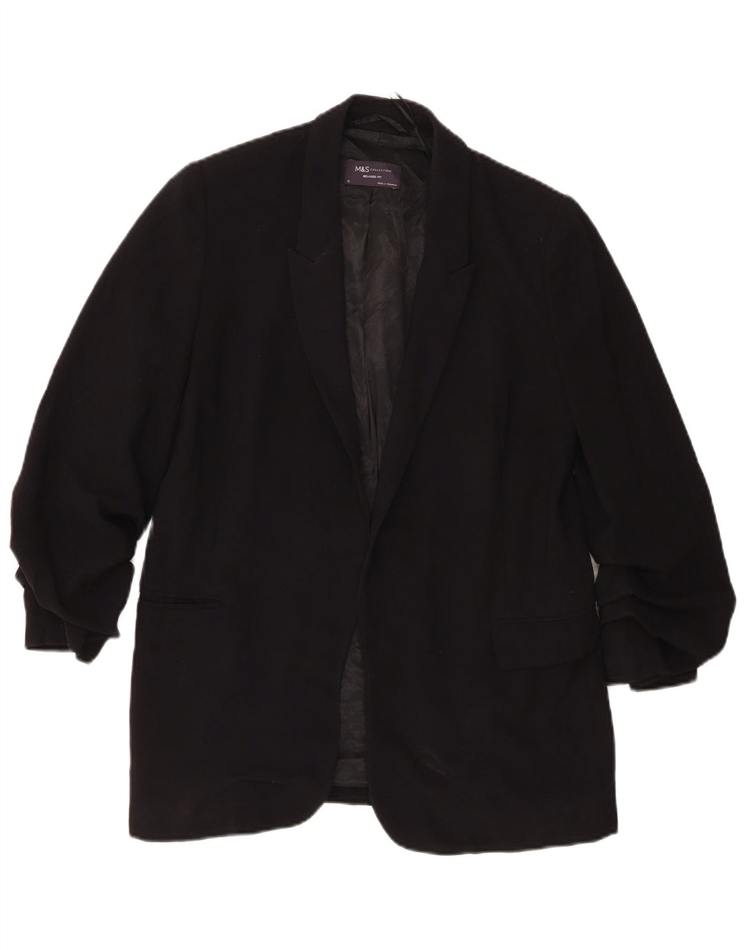 Jaqueta blazer feminina Marks & Spencer com ajuste relaxado Reino Unido 10 pequena preta
