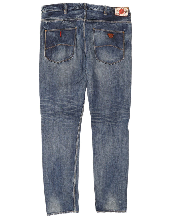 ARMANI Mens Limited Edition Distressed Slim Jeans W36 L34 Azul Algodão