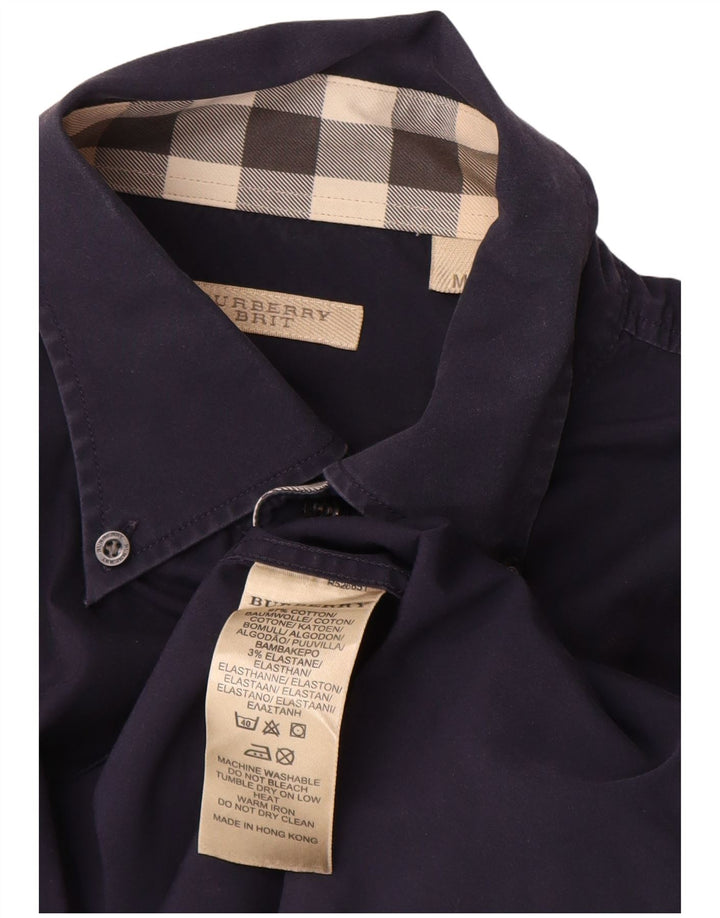 Burberry Camisa masculina BRIT média azul marinho algodão