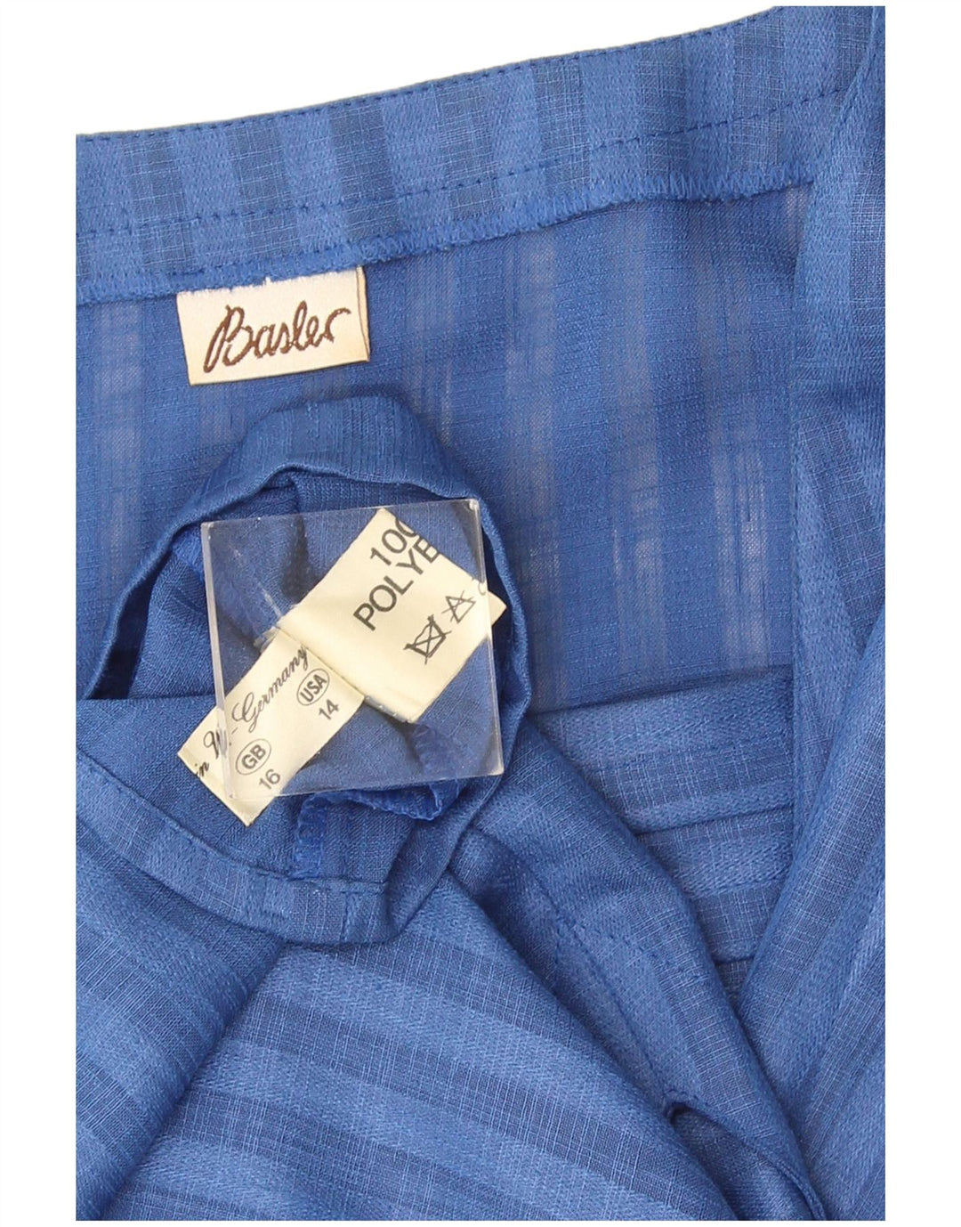 Blusa feminina sem mangas Basler UK 16 poliéster listrado azul grande