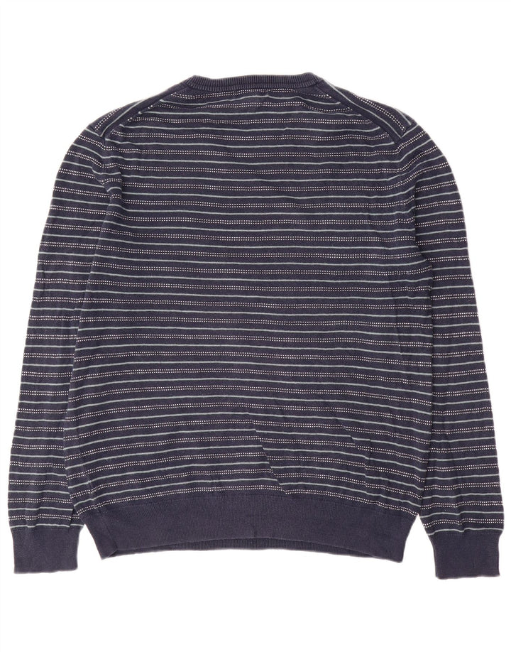 Suéter masculino Gap com gola V e algodão listrado azul marinho médio