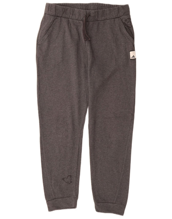 Calça de treino feminina Adidas Joggers UK 16/18 grande cinza algodão