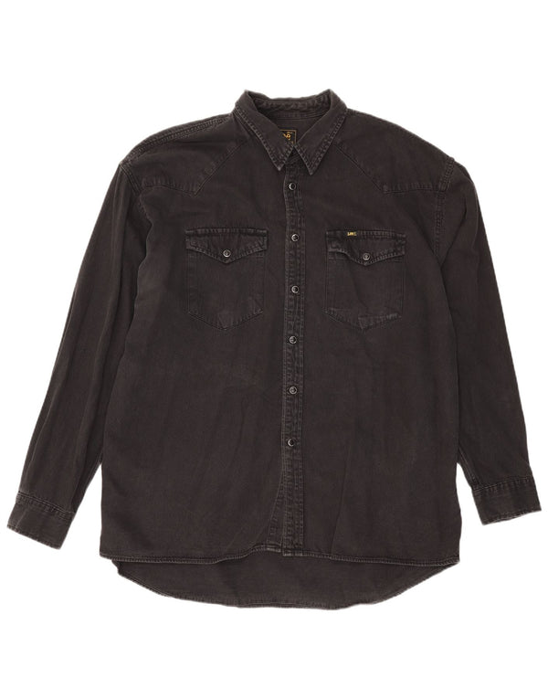 Lee Mens Riders Denim Camisa XL Algodão Preto