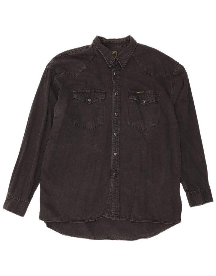 Lee Mens Riders Denim Camisa XL Algodão Preto