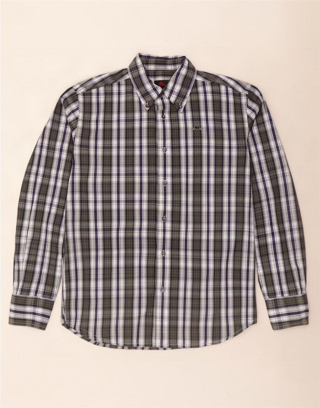 Camisa masculina Kappa grande algodão xadrez verde