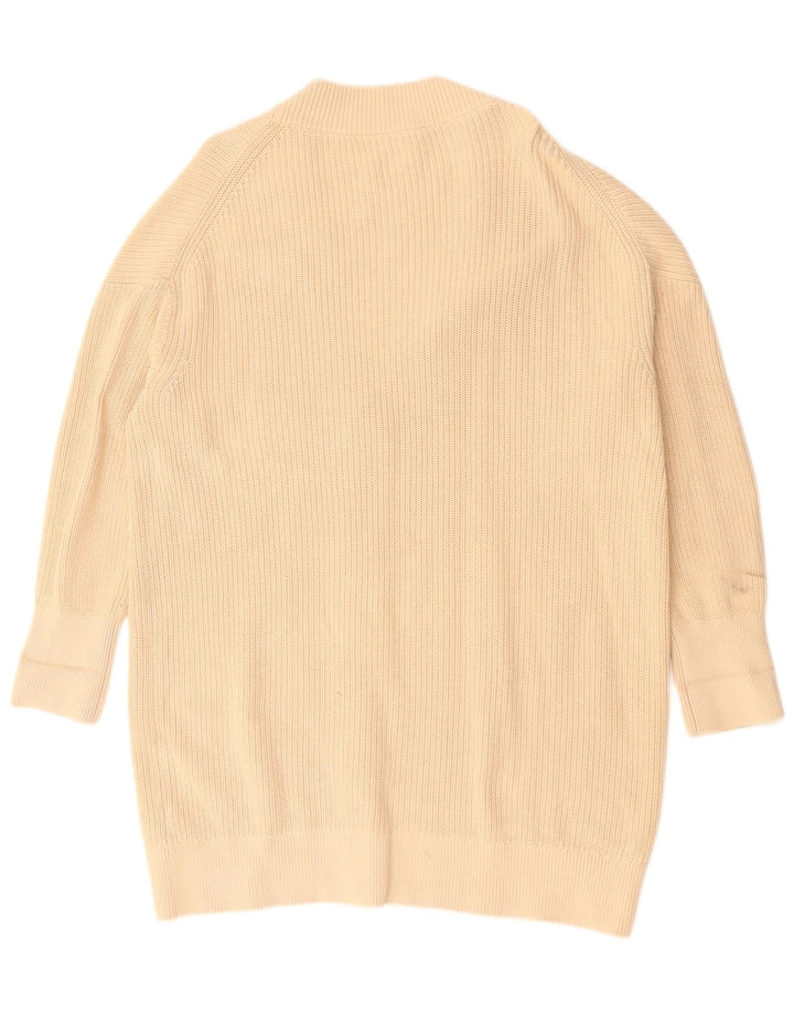 Suéter cardigã feminino COS Longline oversized Reino Unido 14 algodão bege médio