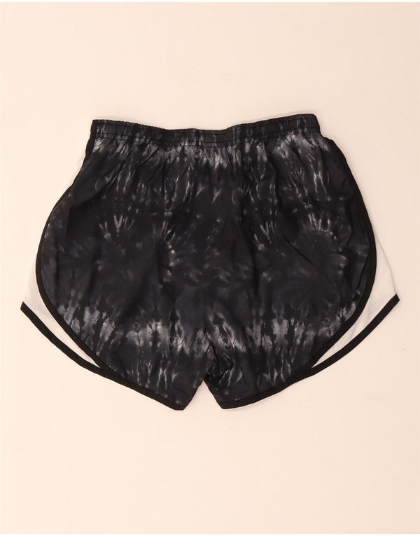 Shorts esportivos femininos Nike Dri Fit UK 8 pequenos pretos tie-dye poliéster