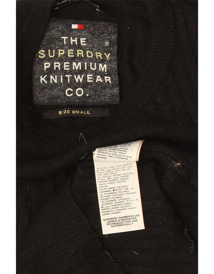 Suéter feminino Superdry com gola redonda e 8 lã preta pequena