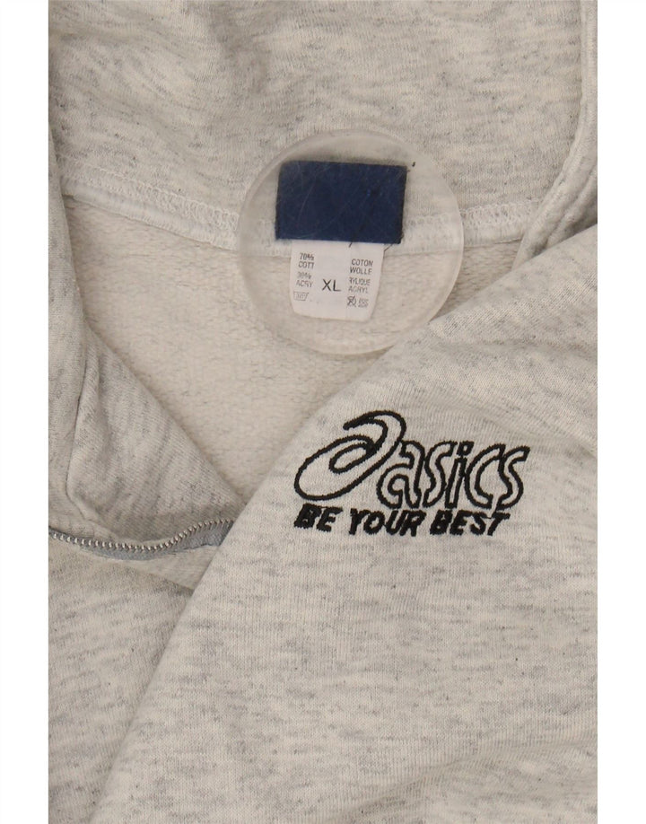 ASICS Mens Zip Neck Moletom Jumper XL Cinza Algodão
