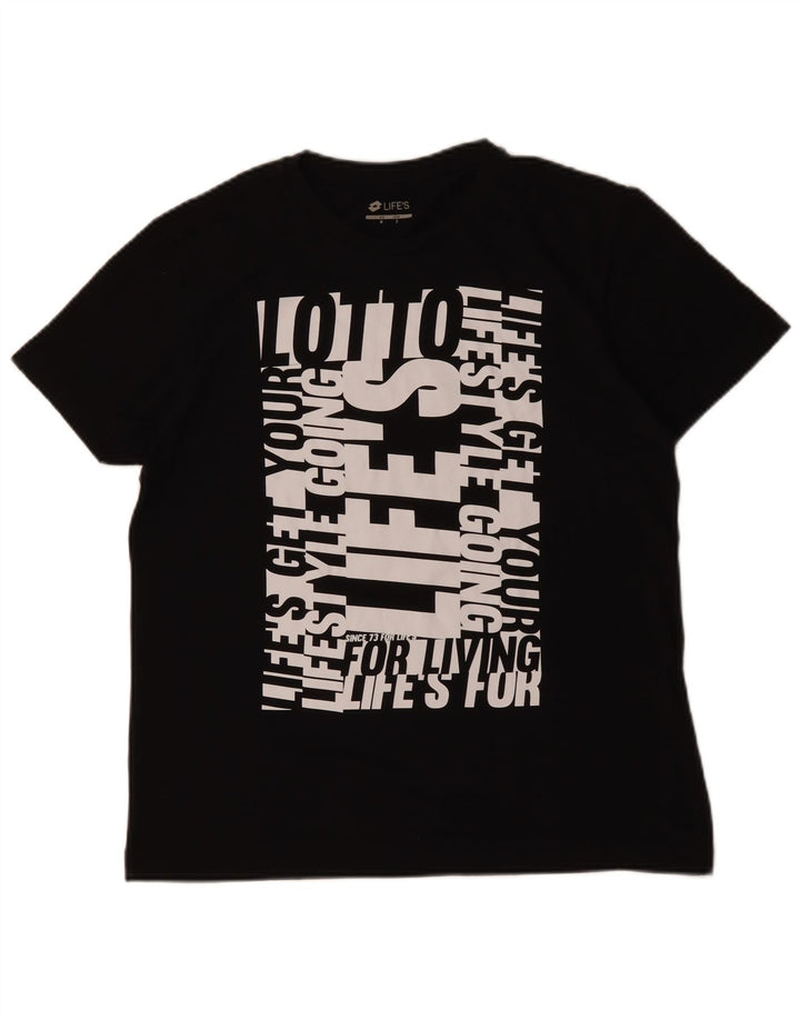 LOTTO Camiseta masculina gráfica top pequeno algodão preto