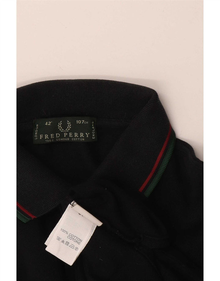 Camisa polo masculina Fred Perry de algodão listrado preto médio