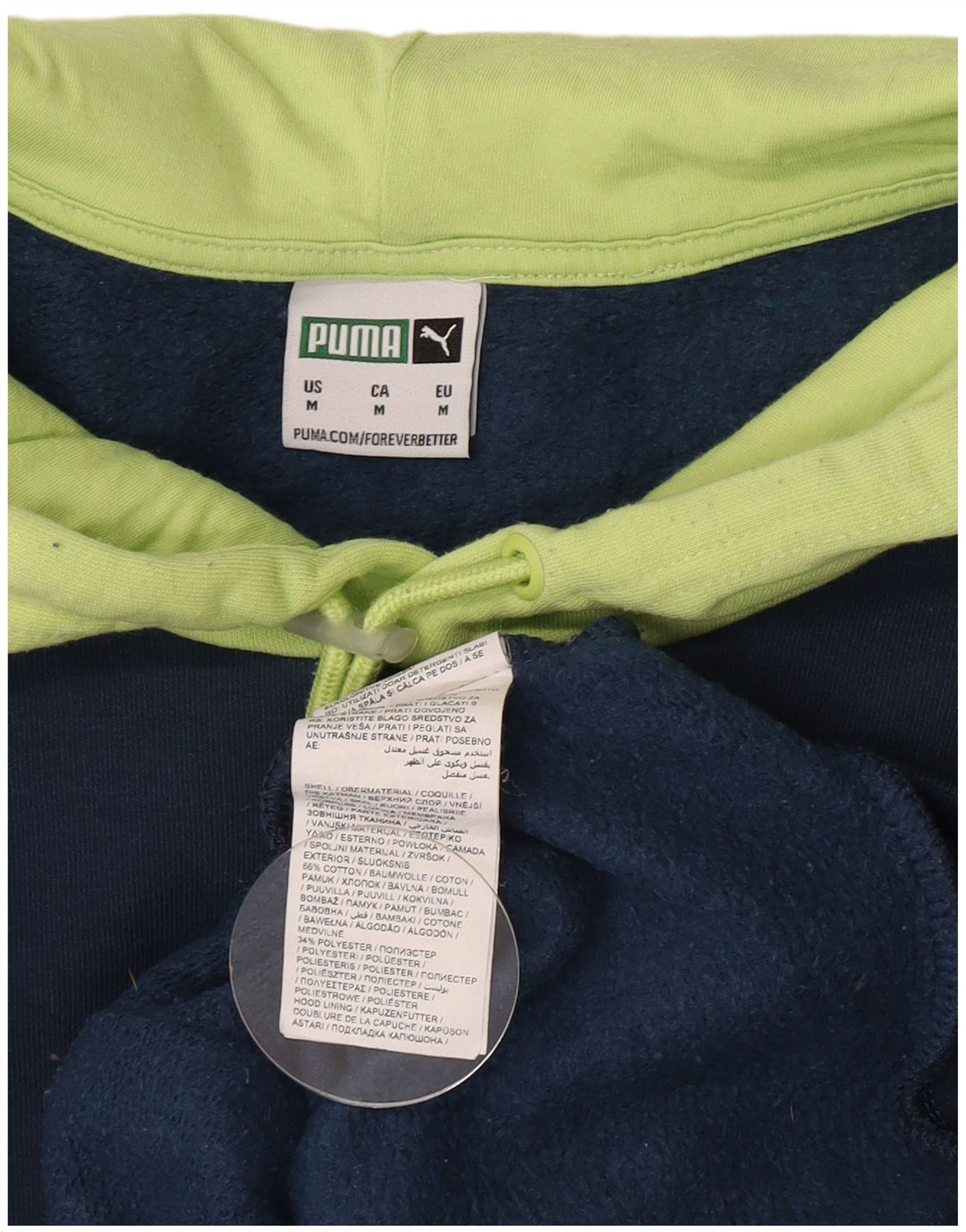 Puma masculino moletom com capuz médio azul marinho algodão colorblock
