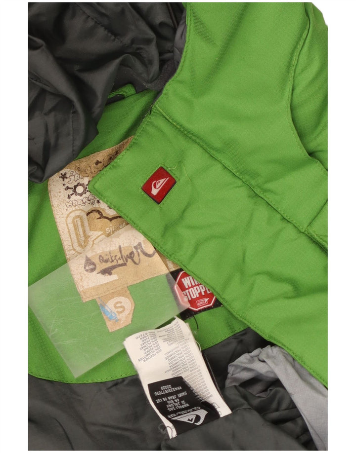 Jaqueta masculina acolchoada com capuz Quiksilver UK 36 pequeno bloco colorido multicolorido