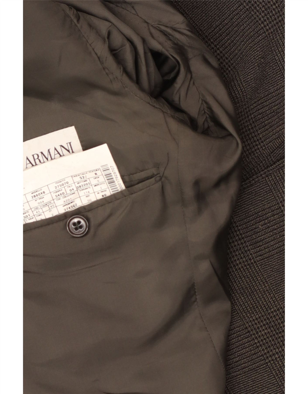 Jaqueta Blazer Masculina Armani com 2 Botões IT 52 Grande Cinza Houndstooth Poliéster