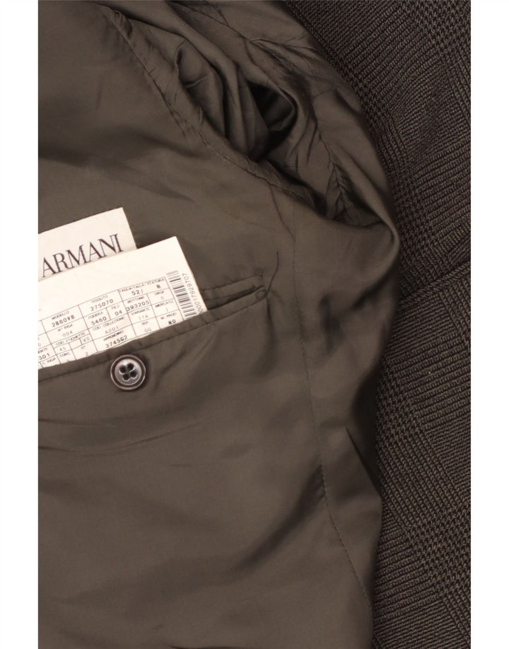 Jaqueta Blazer Masculina Armani com 2 Botões IT 52 Grande Cinza Houndstooth Poliéster