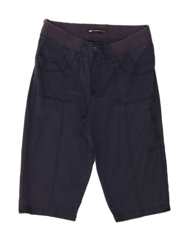 LEE Womens Relaxed Fit Bermuda Shorts US 12 Large W34  Navy Blue Cotton Vintage Lee and Second-Hand Lee from Messina Hembry 