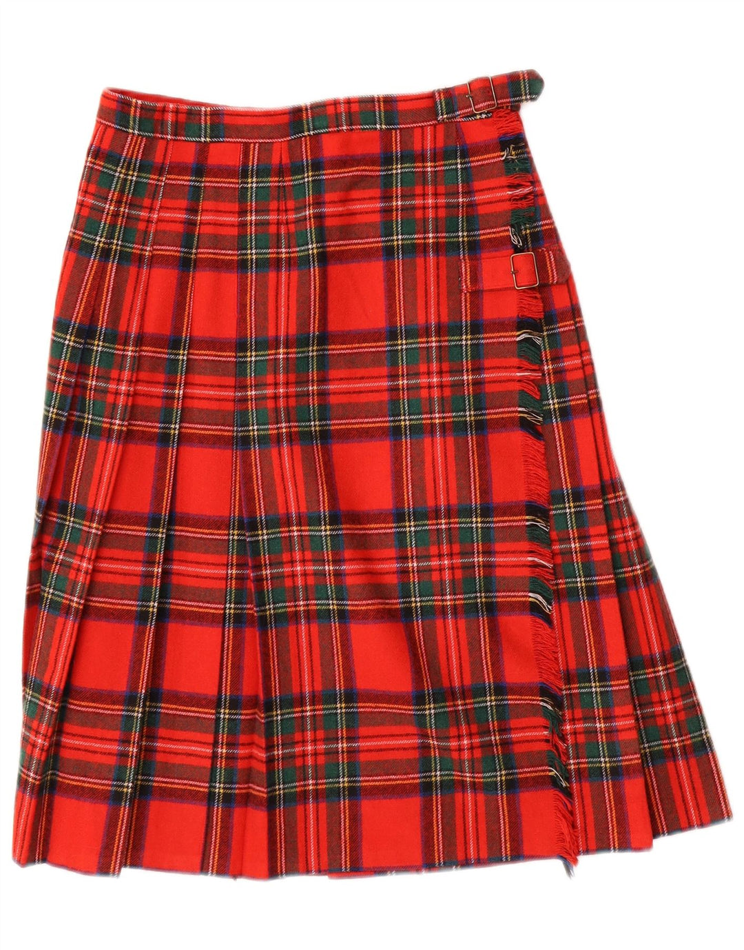 Saia plissada feminina vintage W26 pequena xadrez vermelha