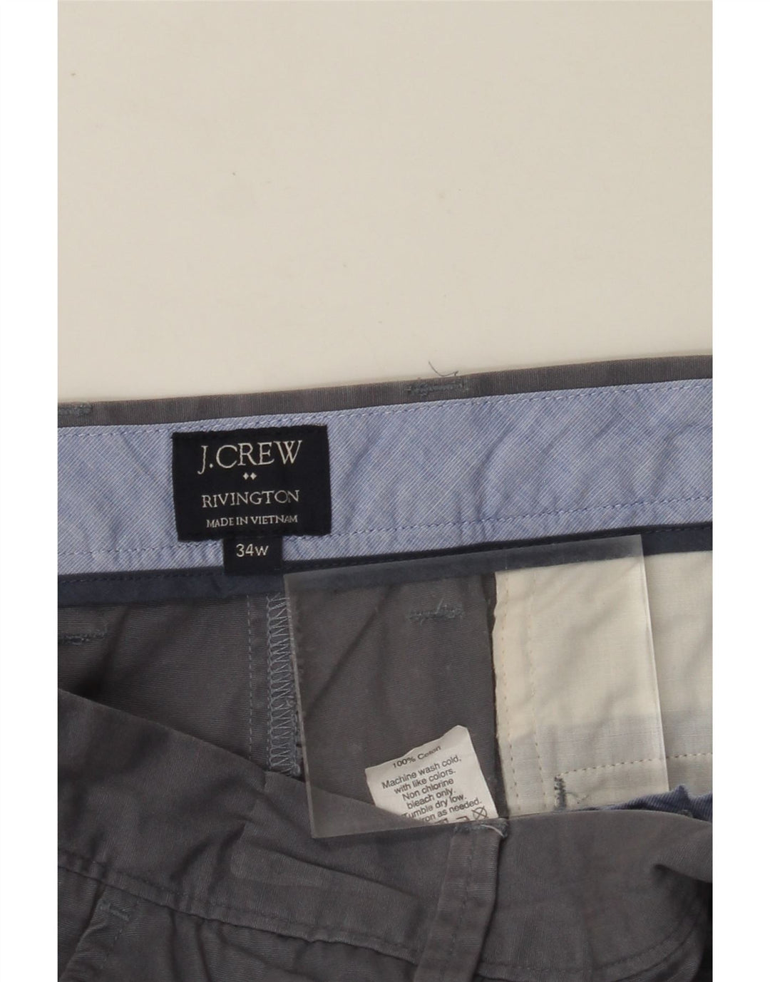 J. CREW Mens Rivington Chino Shorts W34 Grande Algodão Cinza