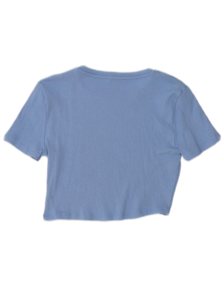 ZARA Camiseta Feminina Crop Top UK 14 Grande Azul