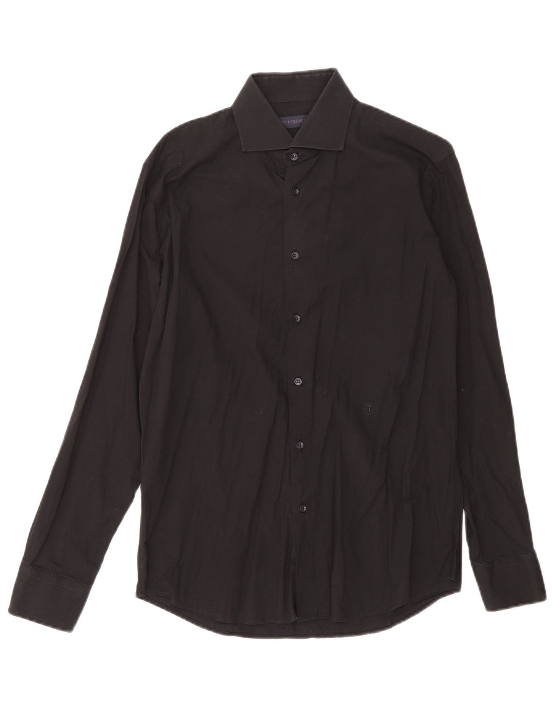 Camisa masculina Trussardi tamanho 39 15 1/2 algodão preto médio