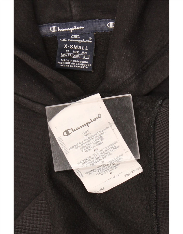 CHAMPION Suéter com capuz gráfico masculino XS algodão preto